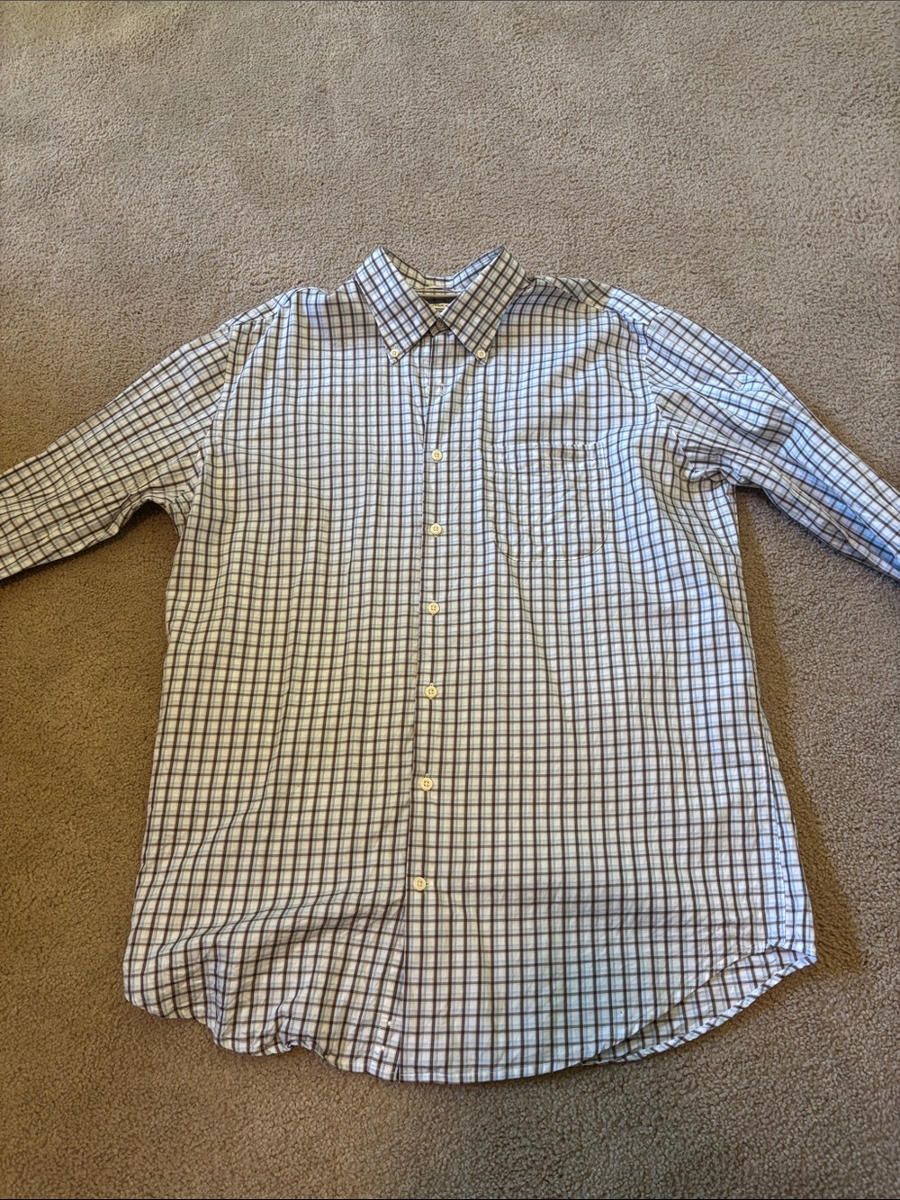 Peter Millar Blue and White Check Button-Down Shirt